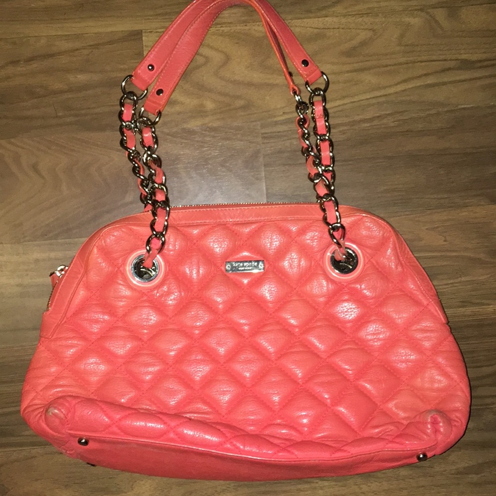 Kate Spade red quilted leather bag chain handle